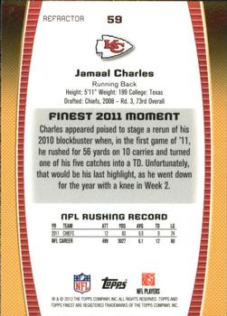 2012 Finest - Prism Refractors #59 Jamaal Charles Back