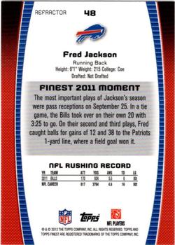 2012 Finest - Refractors #48 Fred Jackson Back
