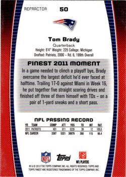 2012 Finest - Refractors #50 Tom Brady Back