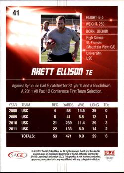 2012 SAGE HIT - Gold #41 Rhett Ellison Back