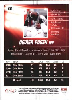 2012 SAGE HIT - Gold #88 DeVier Posey Back