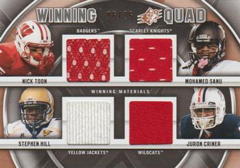 2012 SPx - Winning Quad Jerseys #WM44 Mohamed Sanu / Stephen Hill / Nick Toon / Juron Criner Front