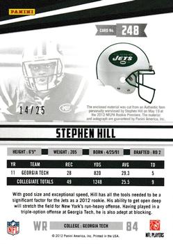 2012 Panini Rookies & Stars Longevity #248 Stephen Hill Back