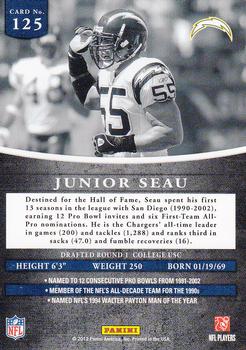 2012 Panini Prominence - Silver #125 Junior Seau Back