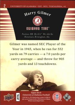 2012 Upper Deck University of Alabama #2 Harry Gilmer Back