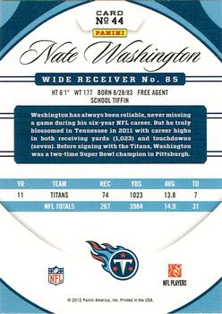 2012 Panini Certified #44 Nate Washington Back