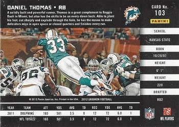 2012 Panini Gridiron #103 Daniel Thomas Back