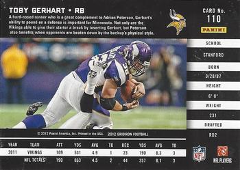 2012 Panini Gridiron #110 Toby Gerhart Back