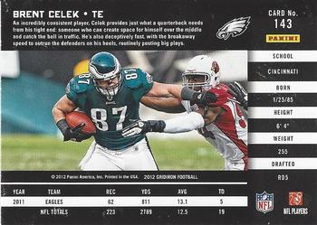 2012 Panini Gridiron #143 Brent Celek Back