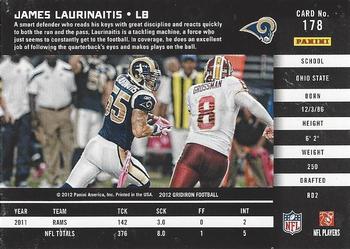 2012 Panini Gridiron #178 James Laurinaitis Back