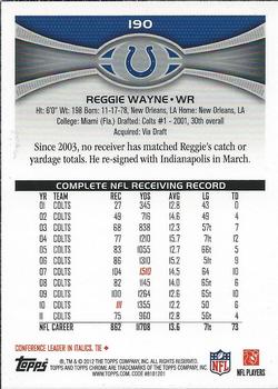 2012 Topps Chrome #190 Reggie Wayne Back