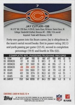 2012 Topps Chrome #7 Jay Cutler Back