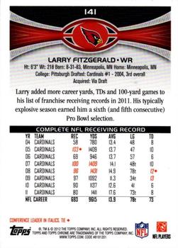 2012 Topps Chrome #141 Larry Fitzgerald Back