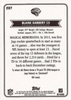2012 Topps Magic #207 Blaine Gabbert Back