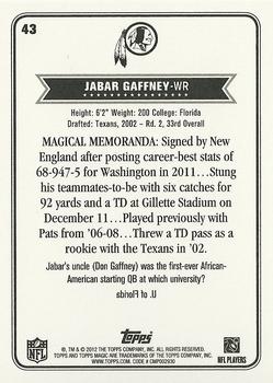 2012 Topps Magic #43 Jabar Gaffney Back
