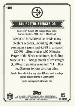 2012 Topps Magic #189 Ben Roethlisberger Back