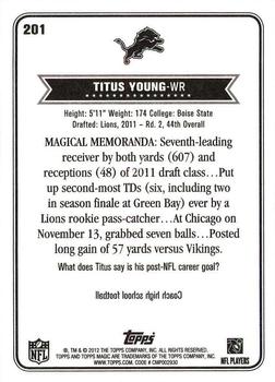 2012 Topps Magic #201 Titus Young Back