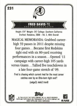 2012 Topps Magic #231 Fred Davis Back