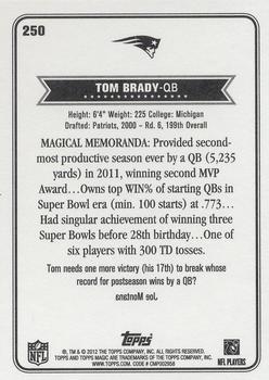 2012 Topps Magic #250 Tom Brady Back