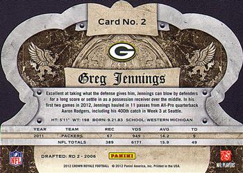 2012 Panini Crown Royale #2 Greg Jennings Back