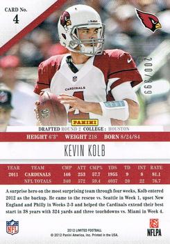 2012 Panini Limited #4 Kevin Kolb Back