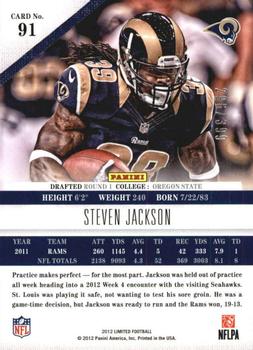 2012 Panini Limited #91 Steven Jackson Back