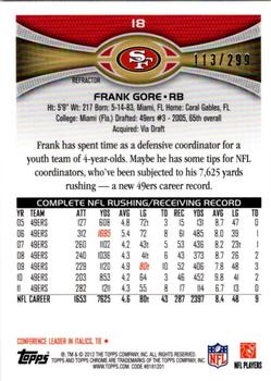 2012 Topps Chrome - Black Refractors #18 Frank Gore Back