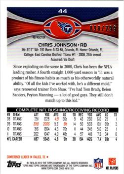 2012 Topps Chrome - Black Refractors #44 Chris Johnson Back