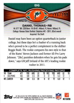 2012 Topps Chrome - Black Refractors #86 Daniel Thomas Back