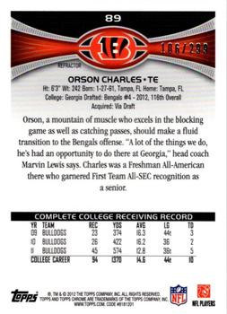 2012 Topps Chrome - Black Refractors #89 Orson Charles Back