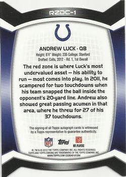 2012 Topps Chrome - Red Zone Rookies Refractors Autographs #RZDC-1 Andrew Luck Back