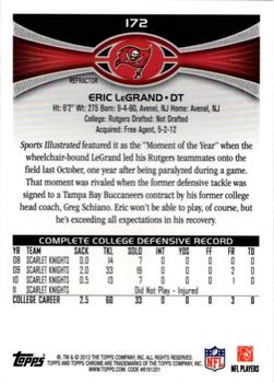 2012 Topps Chrome - Refractors #172 Eric LeGrand Back