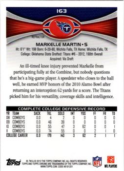 2012 Topps Chrome - Orange Refractors #163 Markelle Martin Back