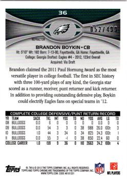 2012 Topps Chrome - Purple Refractors #36 Brandon Boykin Back