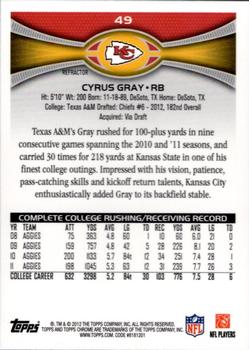 2012 Topps Chrome - Xfractors #49 Cyrus Gray Back