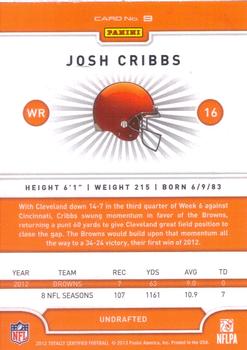 2012 Panini Totally Certified #9 Josh Cribbs Back