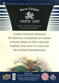 2013 Upper Deck University of Notre Dame #24 Dave Casper Back