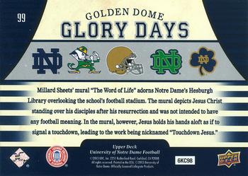 2013 Upper Deck University of Notre Dame #99 Touchdown Jesus Back