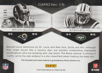 2012 Panini Momentum - Head of the Class Materials Combo #15 Brian Quick / Stephen Hill Back