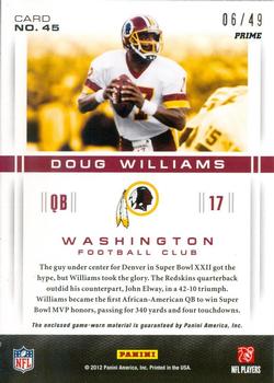 2012 Panini Momentum - Materials Prime #45 Doug Williams Back