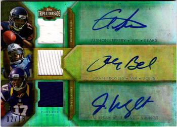 2012 Topps Triple Threads - Autographed Relic Combos Emerald #TTARC-15 Ryan Broyles / Alshon Jeffery / Jarius Wright Front