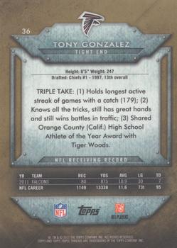 2012 Topps Triple Threads - Gold #36 Tony Gonzalez Back