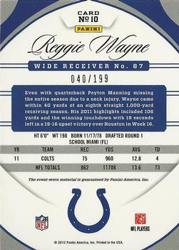 2012 Panini Certified - Mirror Red Materials #10 Reggie Wayne Back
