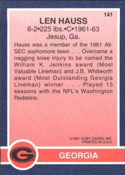 1991 Hoby Stars of the SEC #141 Len Hauss Back