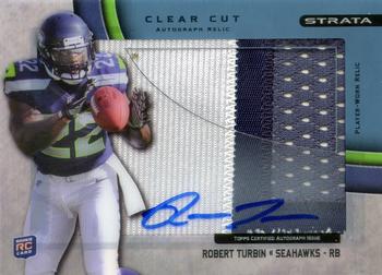 2012 Topps Strata (Hobby) - Clear Cut Rookie Relic Autographs Blue Patch #CCAR-ROT Robert Turbin Front
