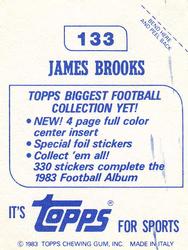 1983 Topps Stickers #133 James Brooks Back