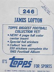 1983 Topps Stickers #246 James Lofton Back