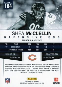 2012 Panini Absolute - Spectrum Red #184 Shea McClellin Back