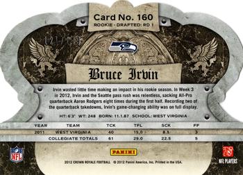 2012 Panini Crown Royale - Silver Crown #160 Bruce Irvin Back