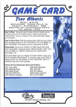 1994 Classic NFL Draft - Game Cards #GC8 Trev Alberts Back
